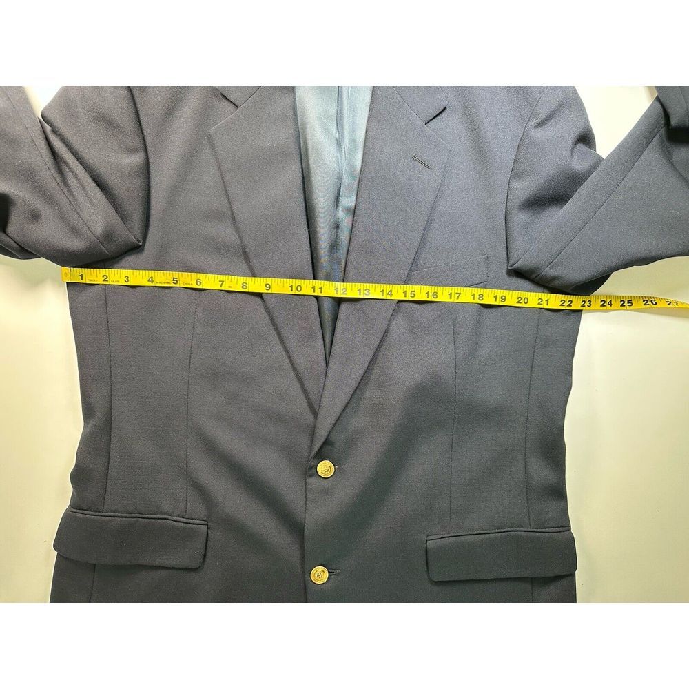Palm Beach Navy Blue Wimbledon Gold Button Blazer Mens 43L Sport Coat Hopsack - Picture 11 of 14